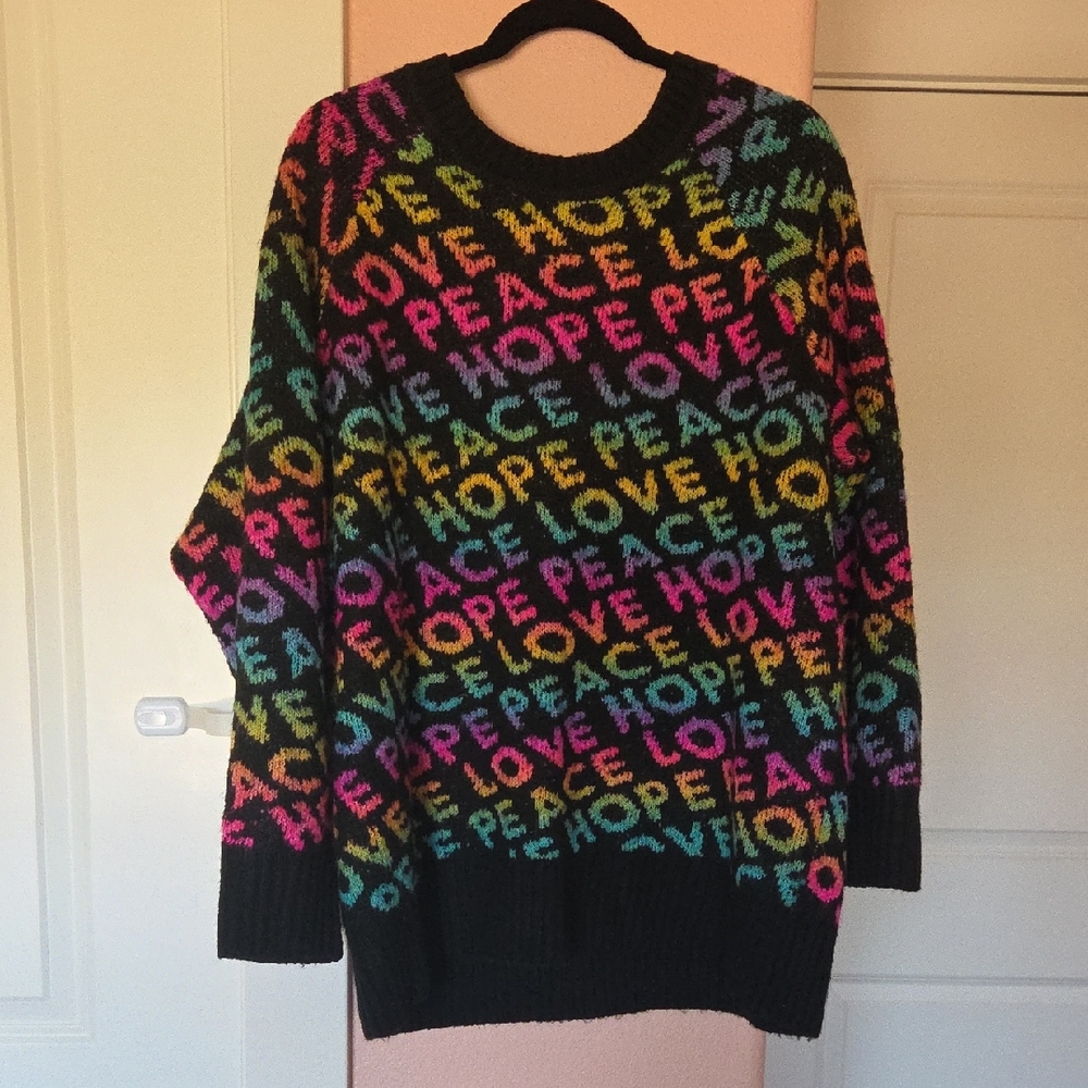 Torrid Black Sweater with Multicolor Text